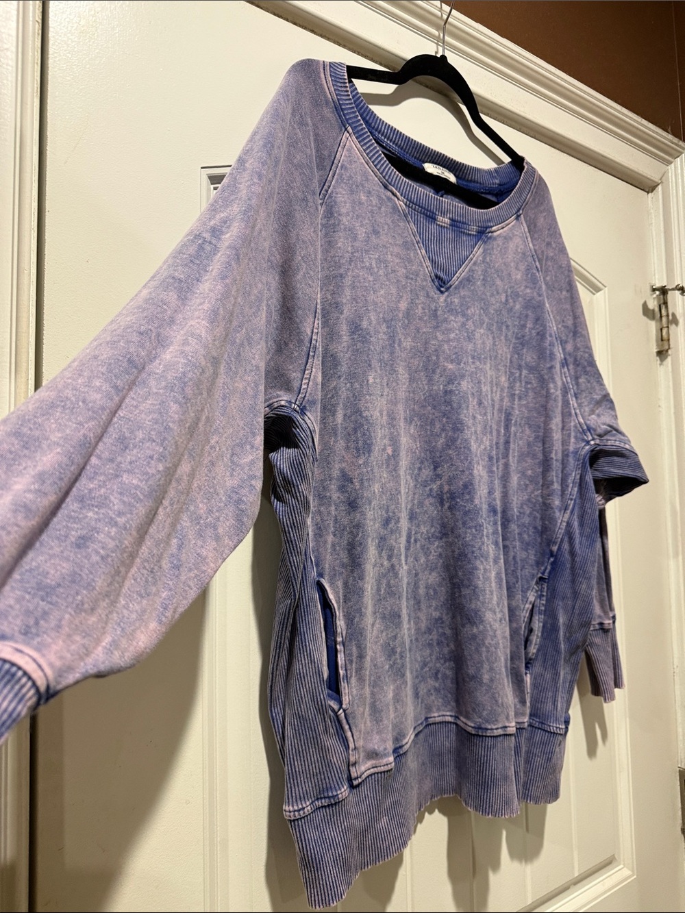 Zenana Outfitters Washed Lavender Pullover Sweatshirt - Picture 3 of 5